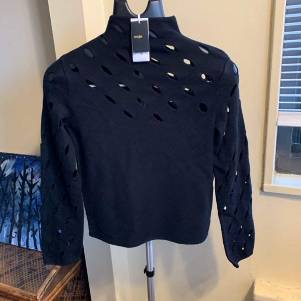 Maje Mayoline Cut-Out Fitted Sweater